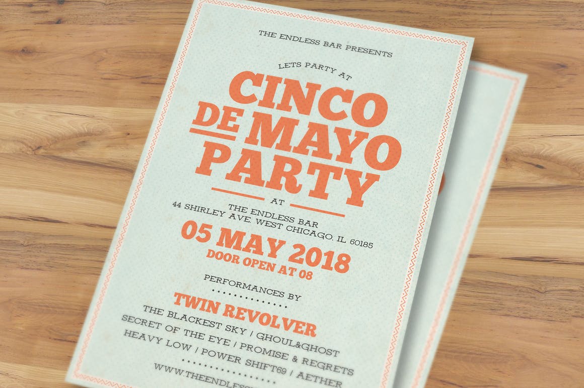 活动传单墨西哥五月五日/海报设计模板 Cinco De Mayo Typography Flyer设计素材模板