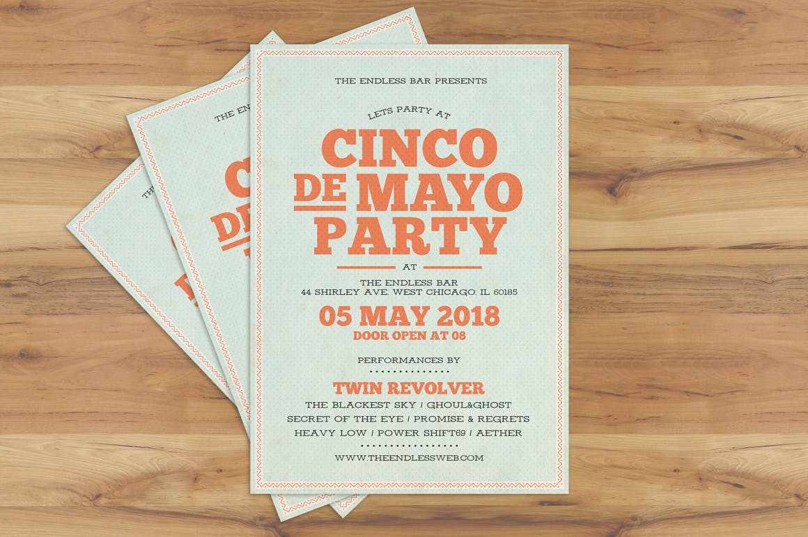 活动传单墨西哥五月五日/海报设计模板 Cinco De Mayo Typography Flyer设计素材模板