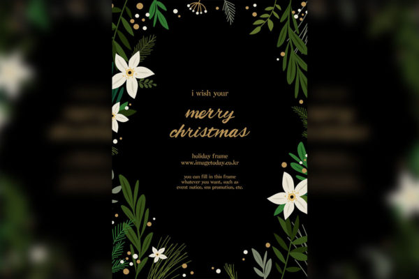 圣诞快乐海报花卉叶子元素设计矢量AI模板