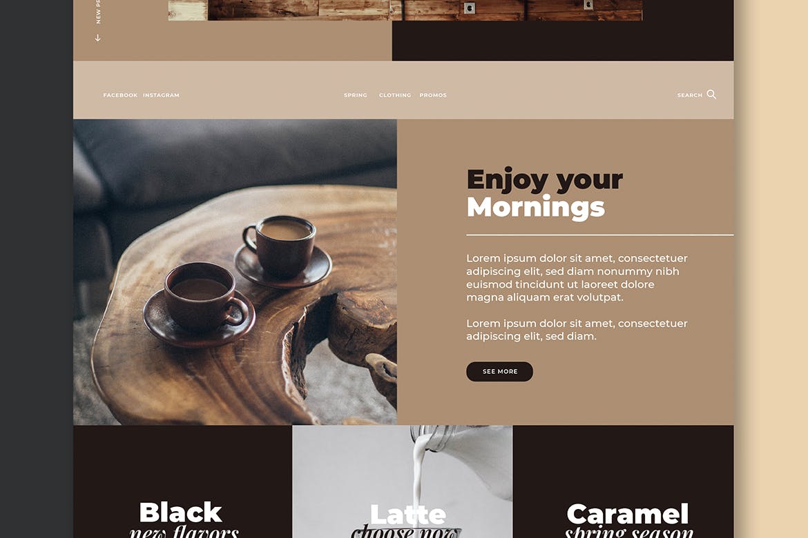 网站设计咖啡厅&餐厅矢量模板 Coffee Shop & Restaurant – Website设计素材模板