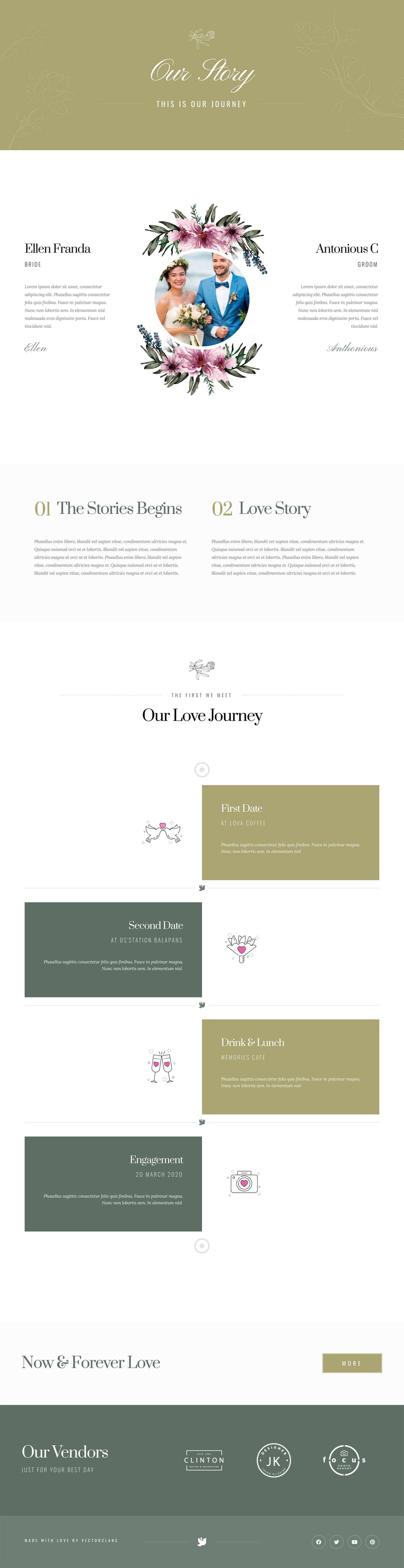 婚礼代理摄影策划师唯美情侣婚纱伴侣WordPress模板套件 Couples – Wedding Planner Template Kit设计素材模板