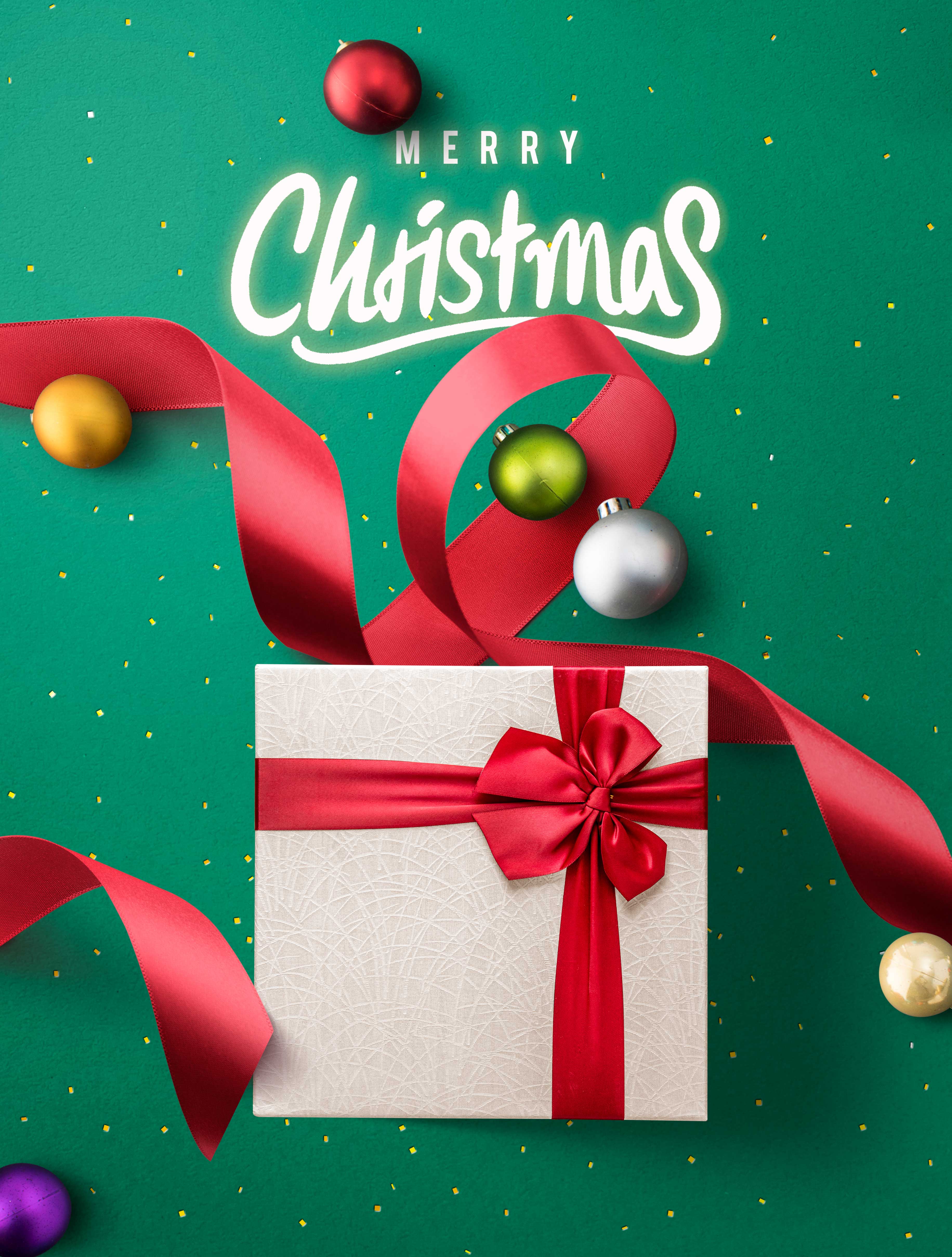 圣诞祝福海报丝带礼品盒设计模板设计素材模板