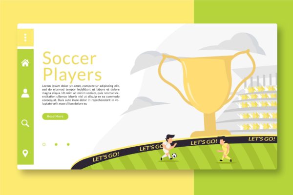 网站设计足球运动员主题插画素材 Soccer Players – Web Header & Landing Page GR