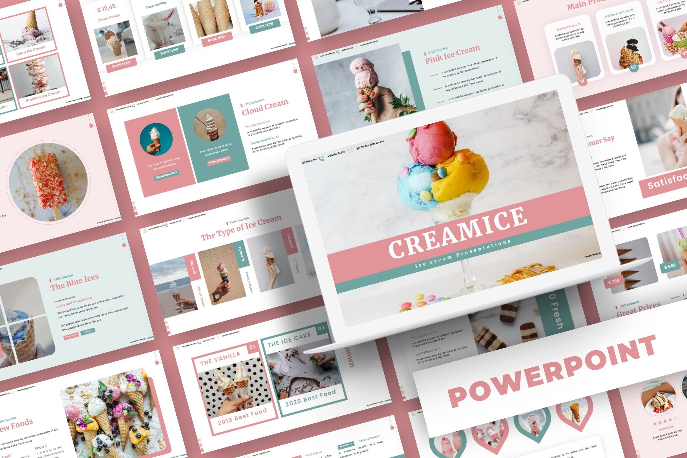 食品主题冰淇淋PPT模板 Creamice – Powerpoint Template设计素材模板