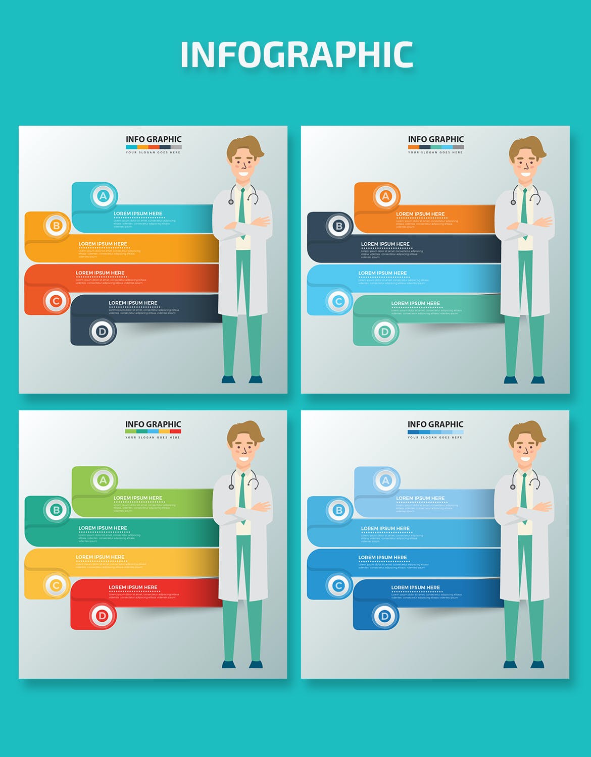 信息图表医生主题矢量设计素材 Doctor Infographics design设计素材模板