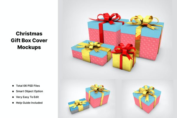 包装设计圣诞礼品盒样机 Christmas Gift Box Mockups