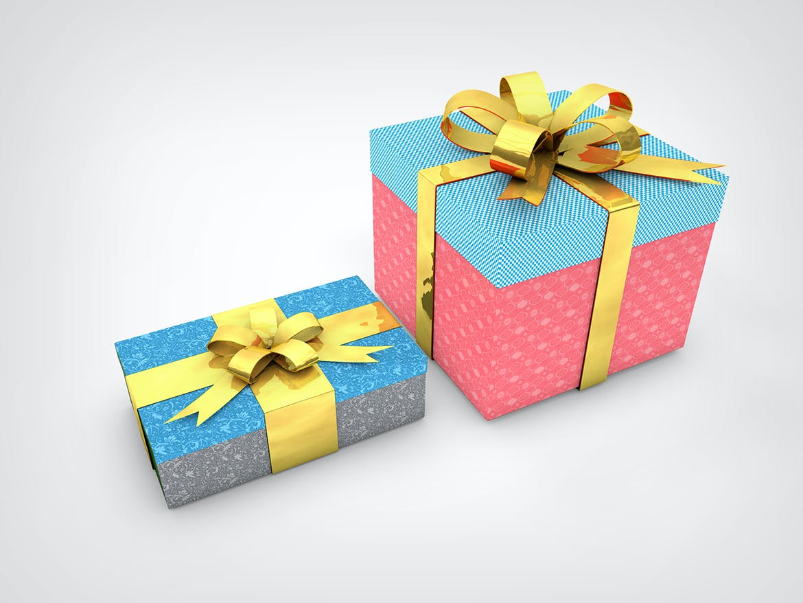 包装设计圣诞礼品盒样机 Christmas Gift Box Mockups设计素材模板