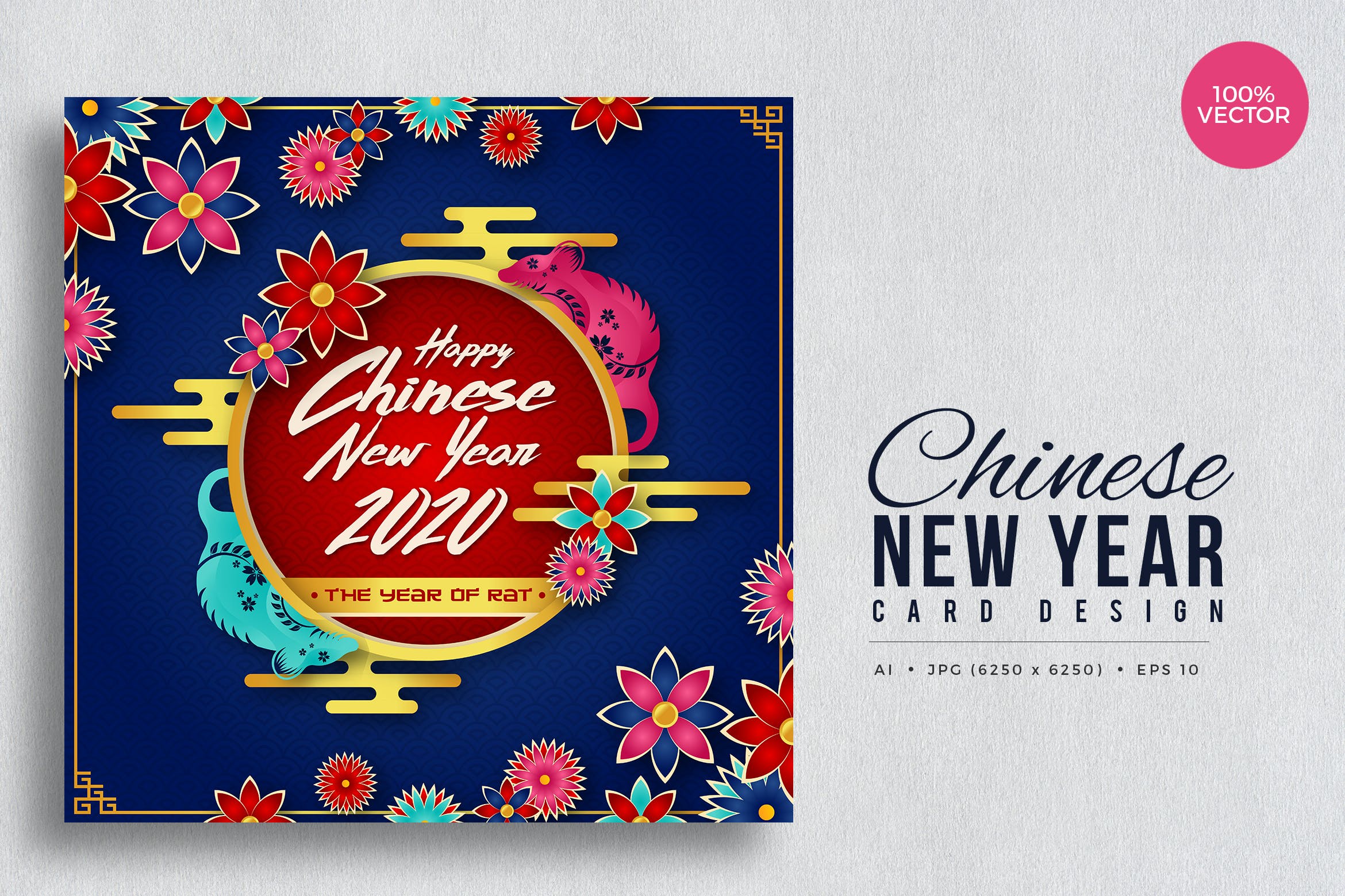 贺卡设计中国农历新年矢量素材v6 Chinese New Year, Rat Year Vector Card Vol.6设计素材模板