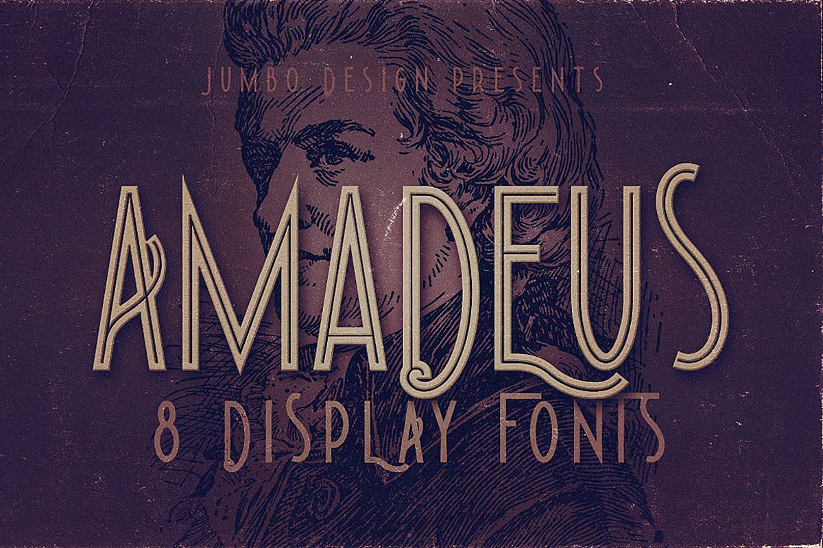 欧美神秘质感镂空双线无衬线字体 Amadeus – Display Font设计素材模板