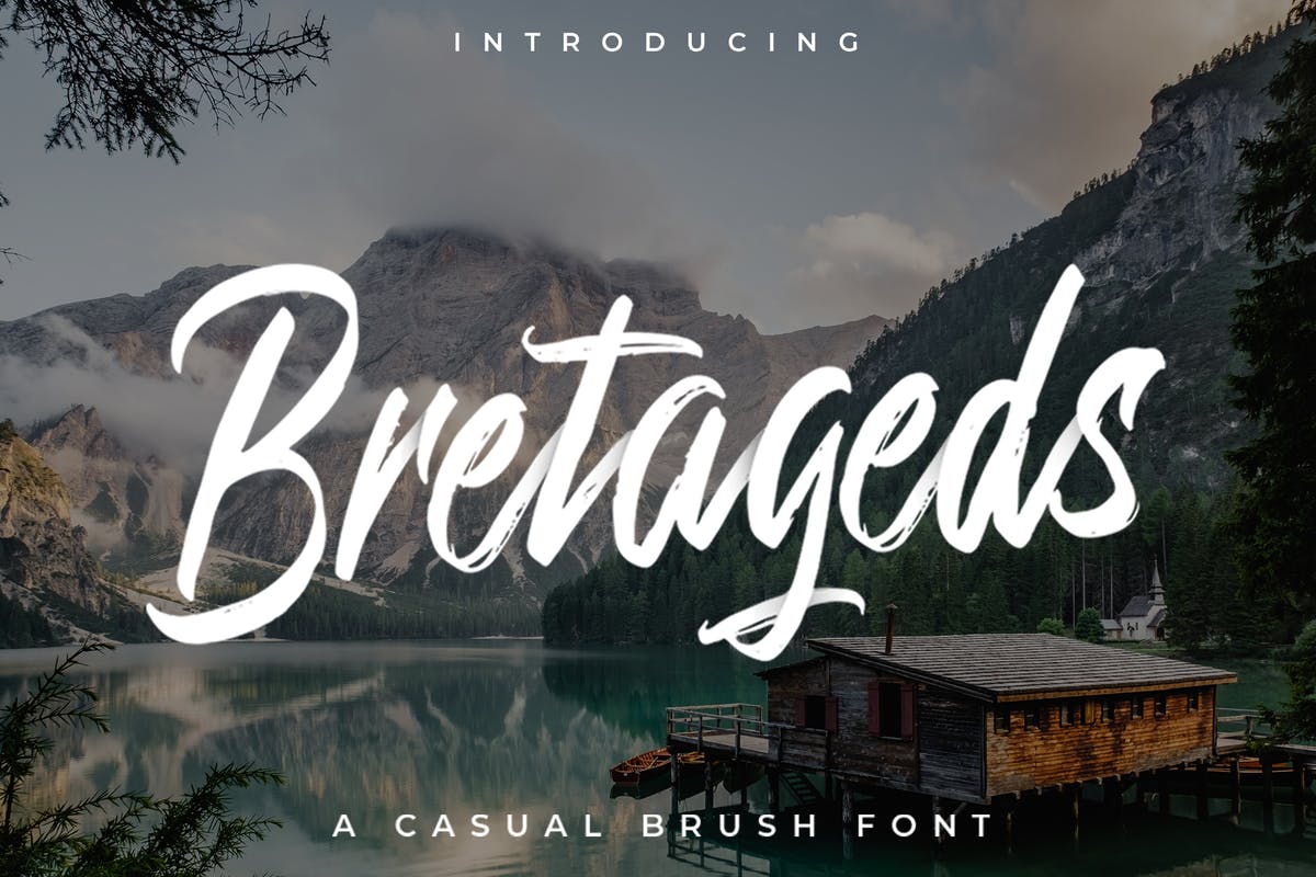 高级毛笔顺滑质感笔触手写字体设计 Bretageds Brush Font设计素材模板