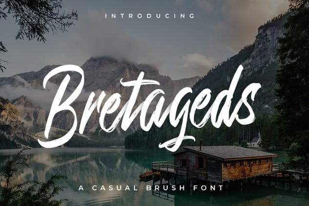 高级毛笔顺滑质感笔触手写字体设计 Bretageds Brush Font设计素材模板
