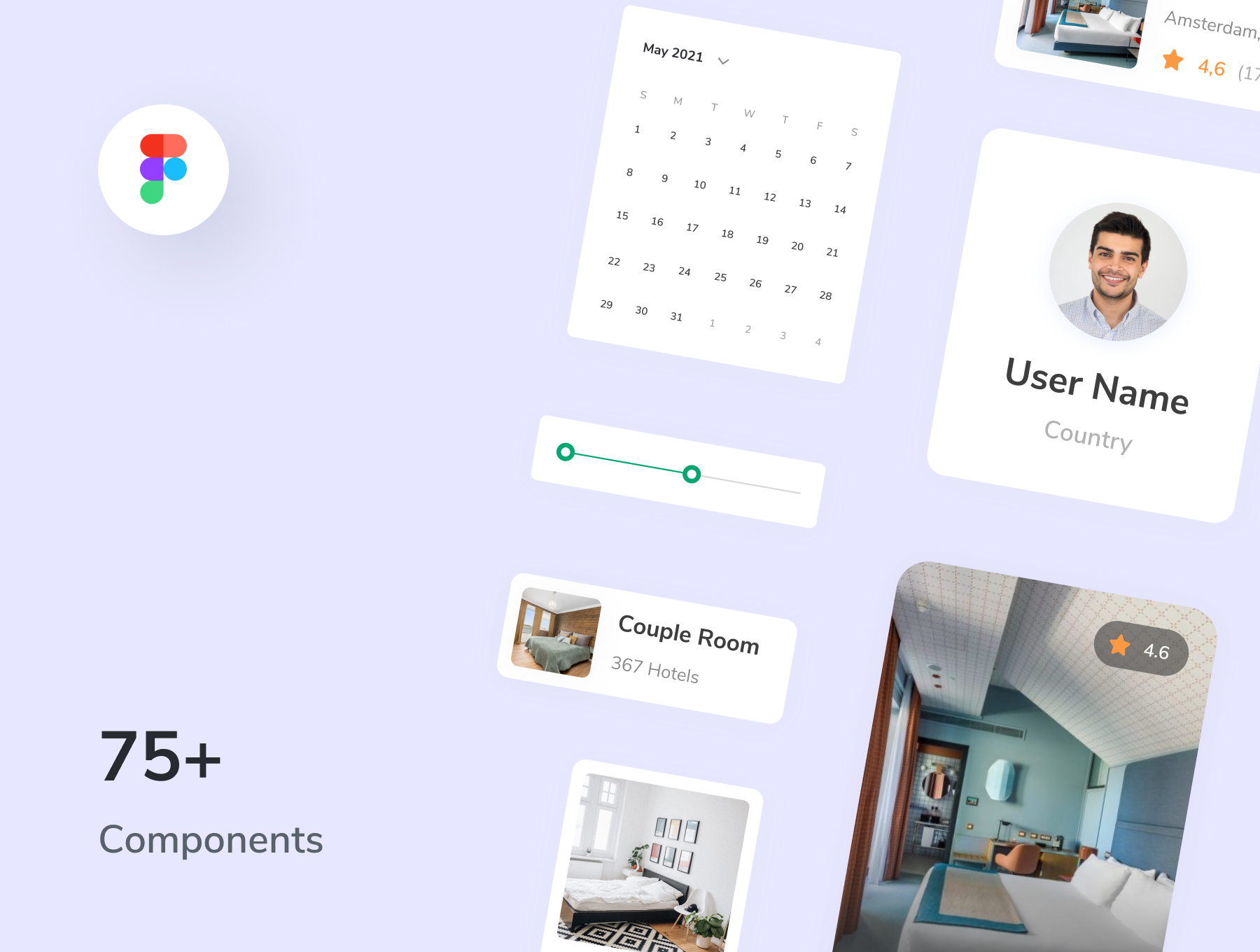 App UI酒店预订设计套件设计素材模板