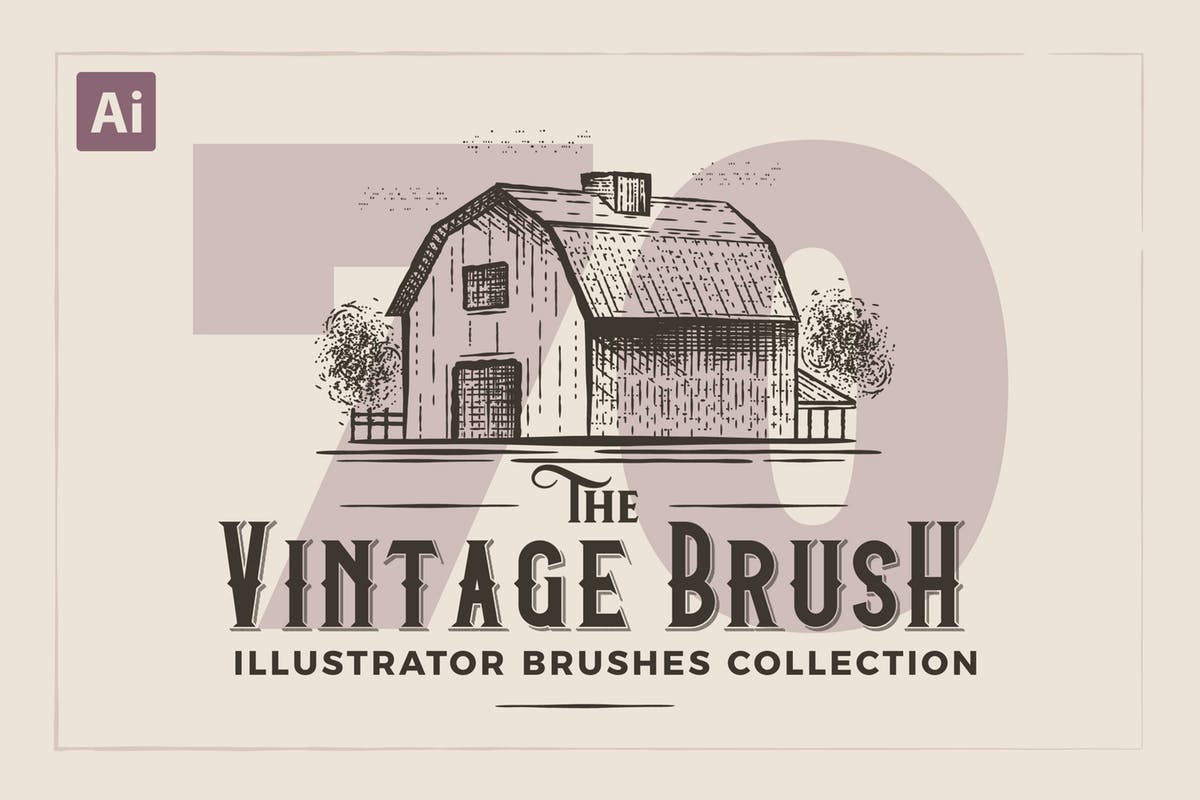 雕刻画复古Illustrator画笔 Illustrator Vintage Engraving Brushes设计素材模板