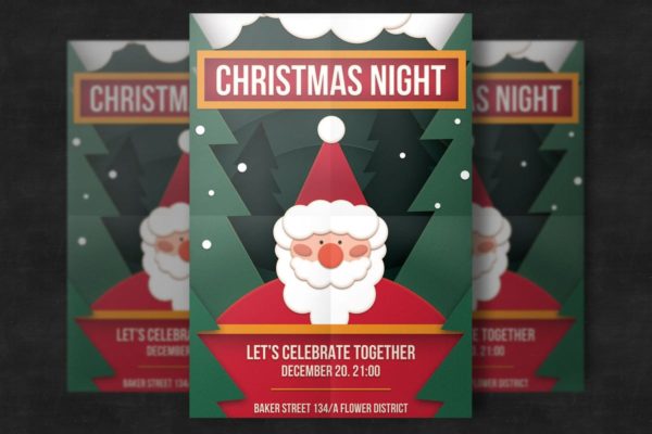 圣诞节宣传单可爱的圣诞老人模板 Cute Christmas Flyer Template
