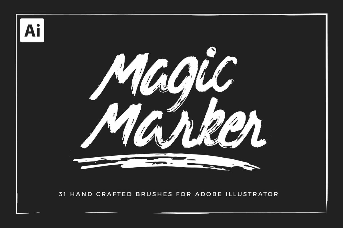 AI笔刷马克笔笔画 Magic Marker Brushes For Illustrator设计素材模板