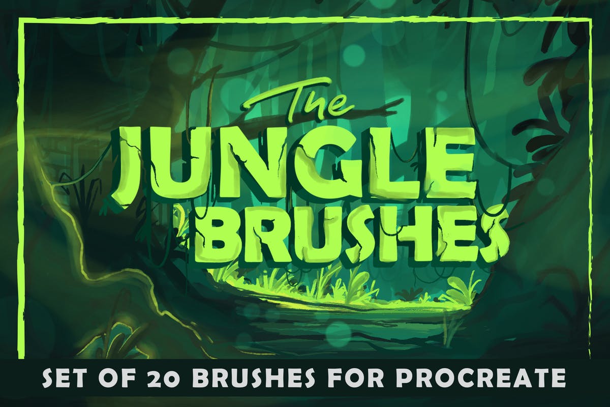 手绘创作丛林主题Procreate笔刷 The Jungle: Procreate Brushes设计素材模板