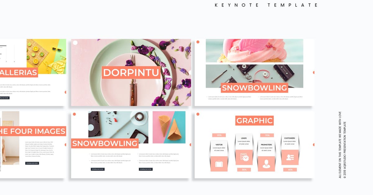 Keynote创意模板蛋糕甜点主题 Dorpintu – Keynote Template设计素材模板