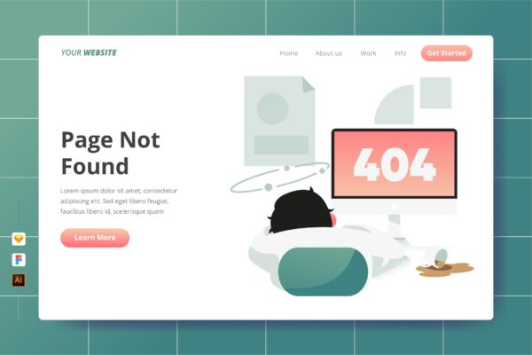 网站插画404错误页面主题设计素材 Page Not Found – Landing Page