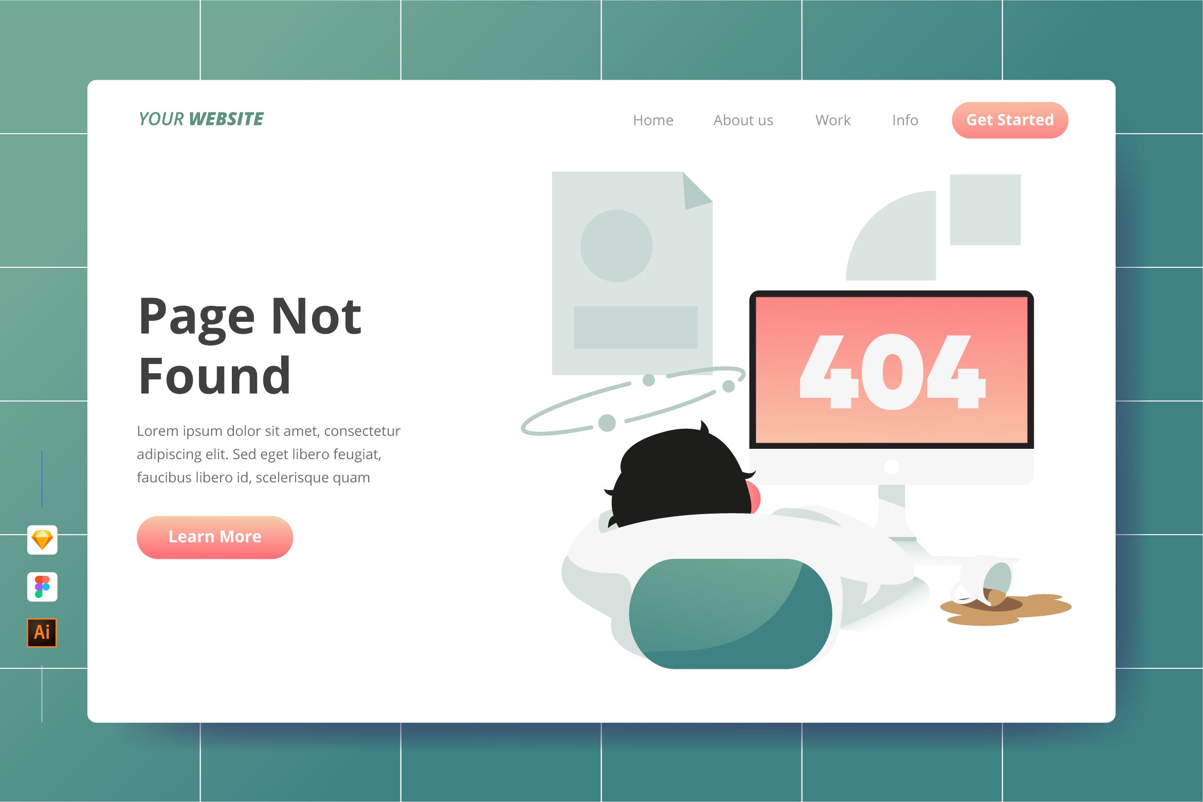 网站插画404错误页面主题设计素材 Page Not Found – Landing Page设计素材模板