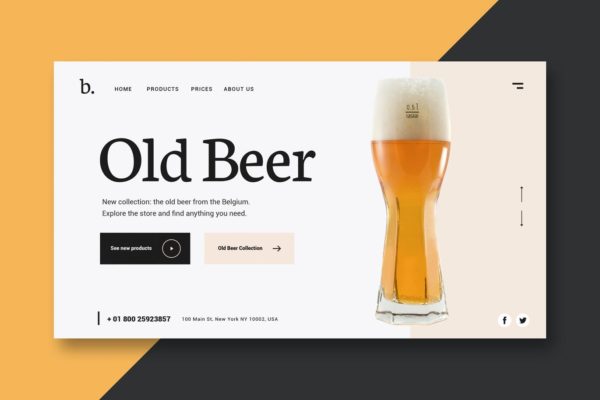 啤酒网站设计矢量模板 Old Beer – Landing Page