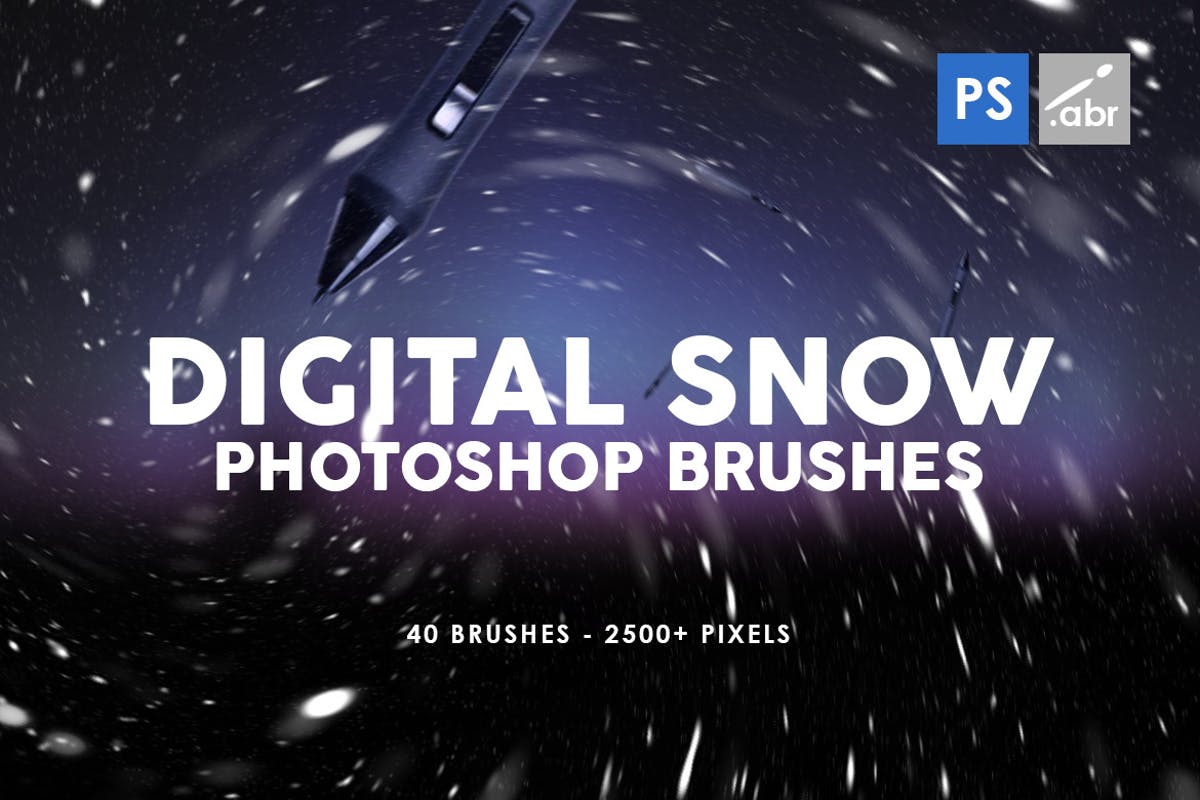 Photoshop笔刷雪景数码照片装饰 Digital Snow Photoshop Brushes设计素材模板