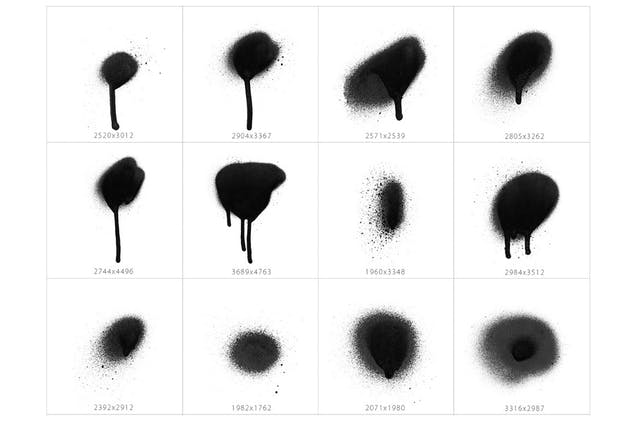 油漆斑点喷雾Photoshop印章笔刷 101 Spot&Blob Spray Photoshop Stamp Brushes设计素材模板