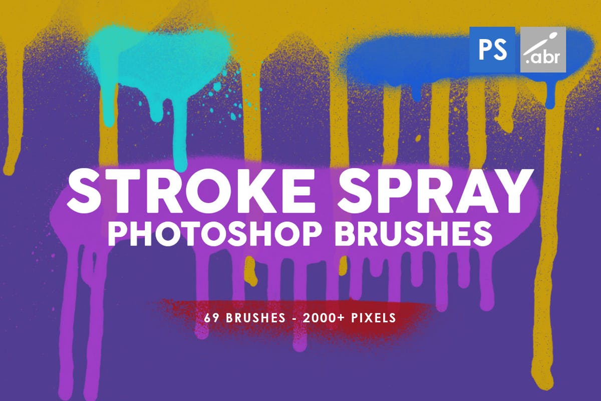 笔画喷墨Photoshop印章画笔 69 Stroke Spray Photoshop Stamp Brushes设计素材模板