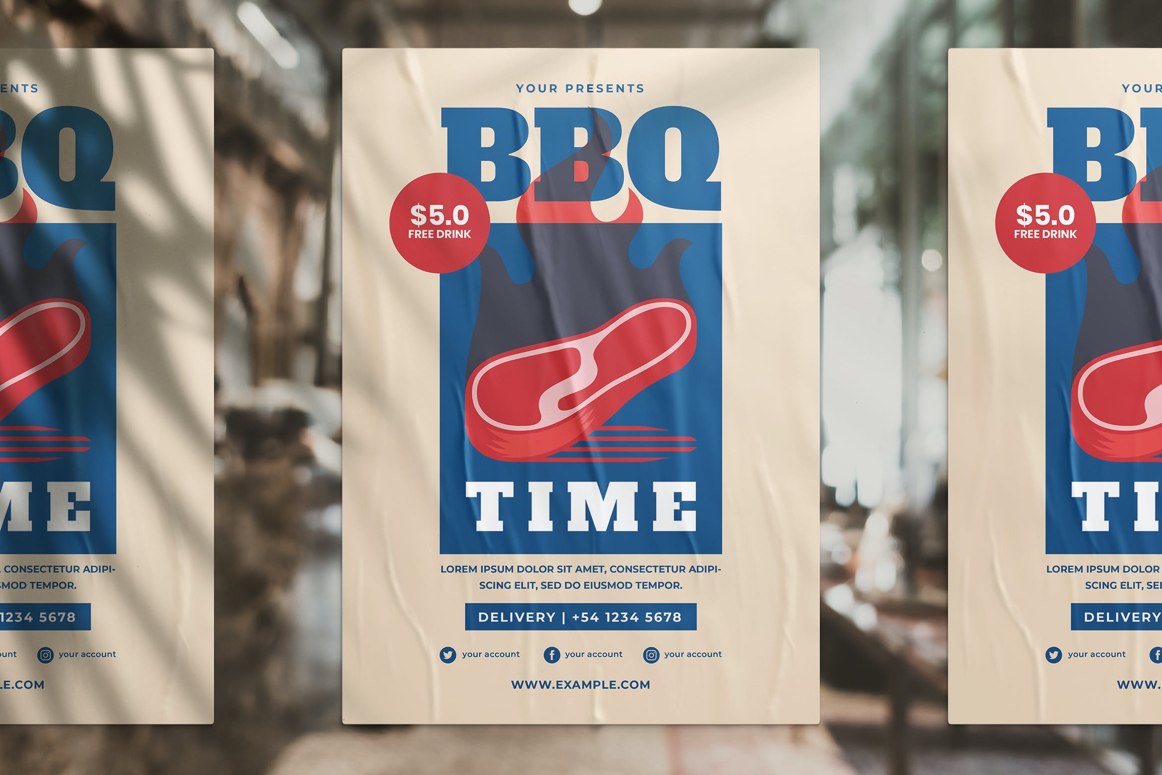 海报设计模板BBQ烧烤活动推广传单 BBQ Promotion Flyer设计素材模板