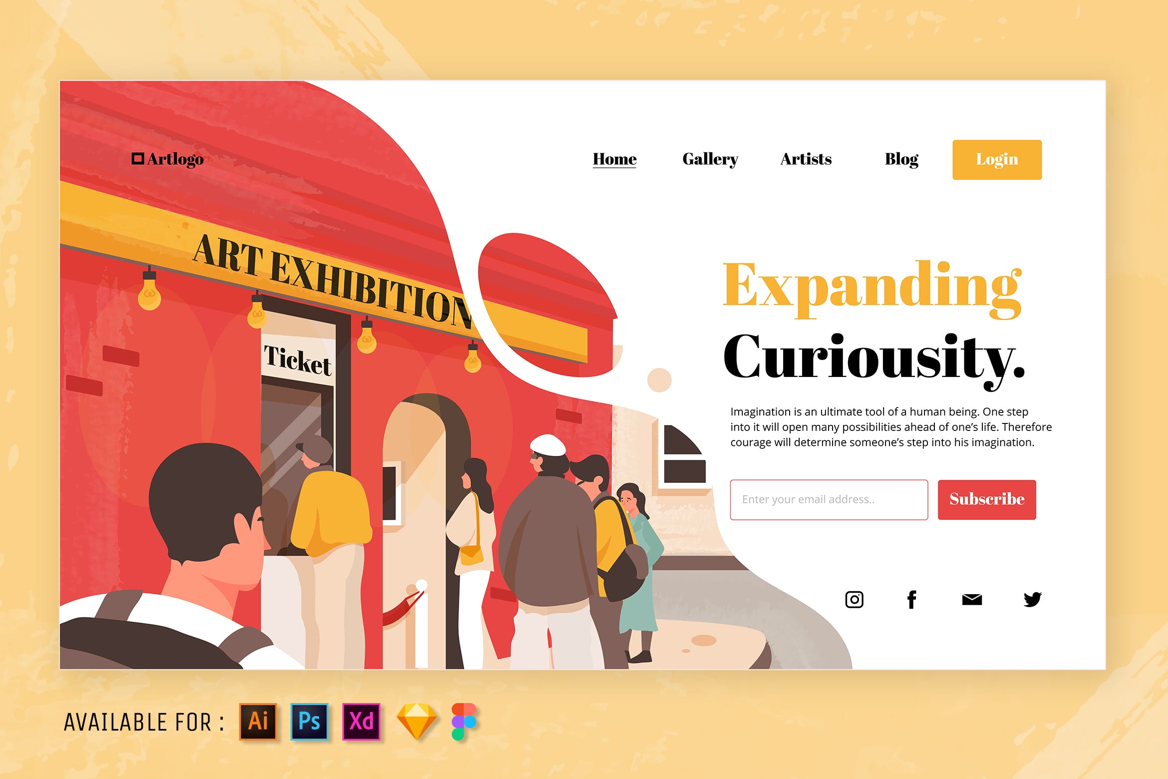 Web网站设计艺术展览主题矢量插画 The Art Exhibition – Web Illustration设计素材模板
