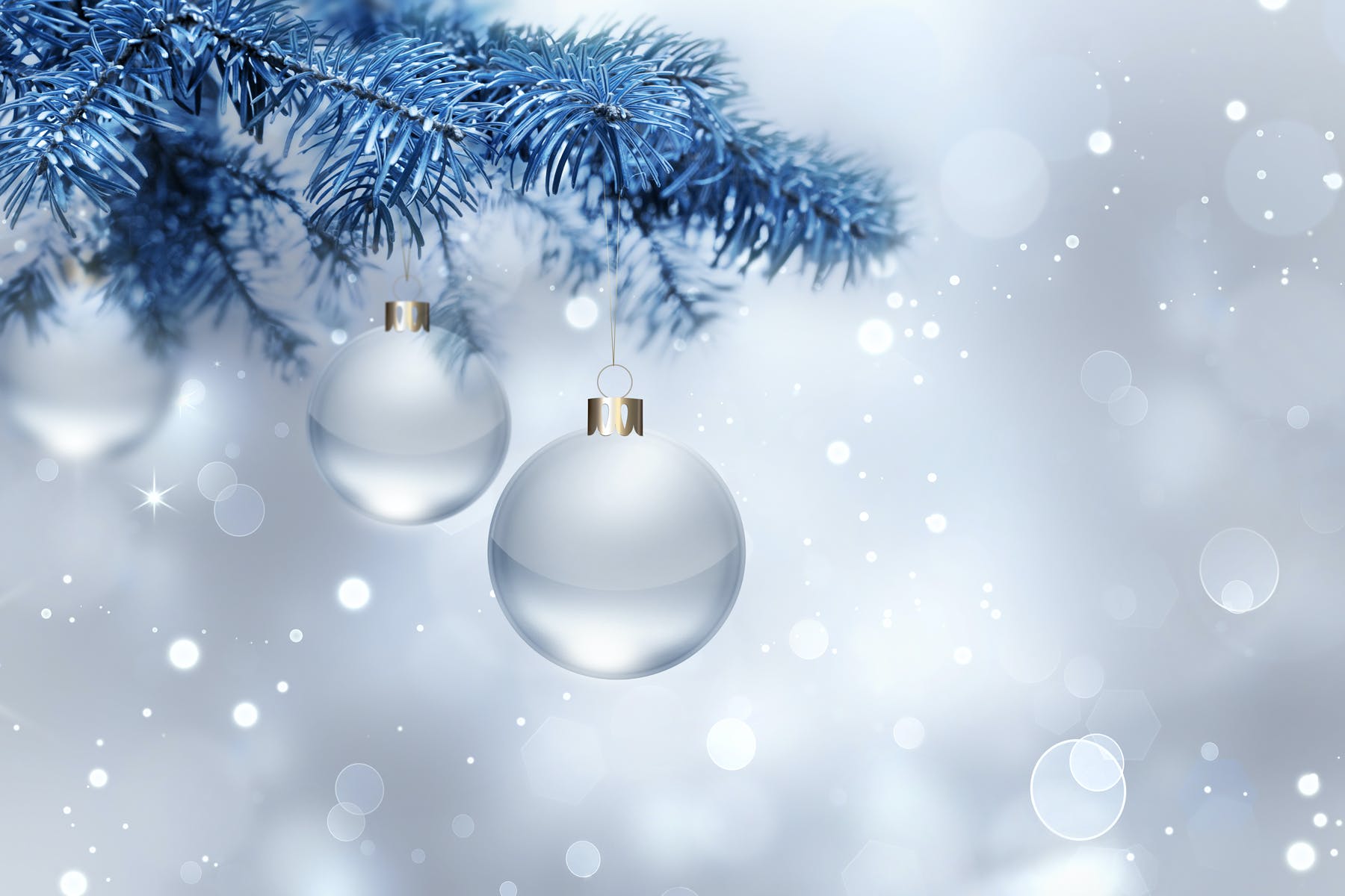 圣诞节高清背景图银色水晶球素材 silver Christmas background设计素材模板