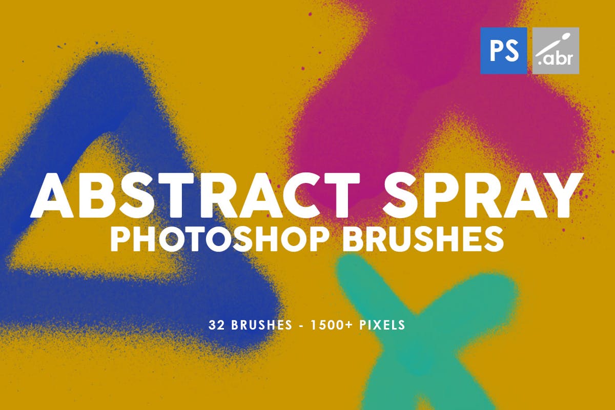 Photoshop印章笔刷抽象喷雾 32 Abstract Spray Photoshop Stamp Brushes设计素材模板