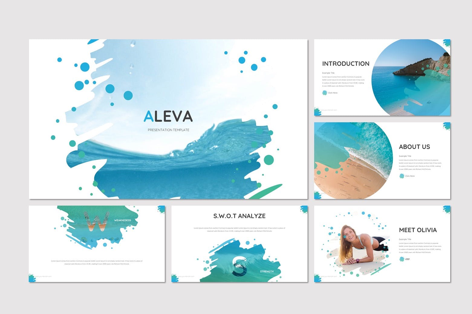 PowerPoint幻灯片模板独特海洋元素 Aleva – Beach Powerpoint Template设计素材模板