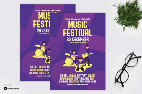 音乐节海报摇滚乐团传单设计模板 Music Festival – Flyer GR