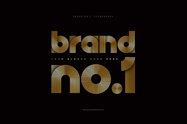 金色抽象幻觉字体冠军no.1颁奖主题Banner设计韩国素材