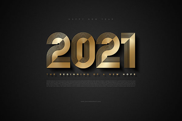 2021年新年主题黑金风格Banner设计韩国素材