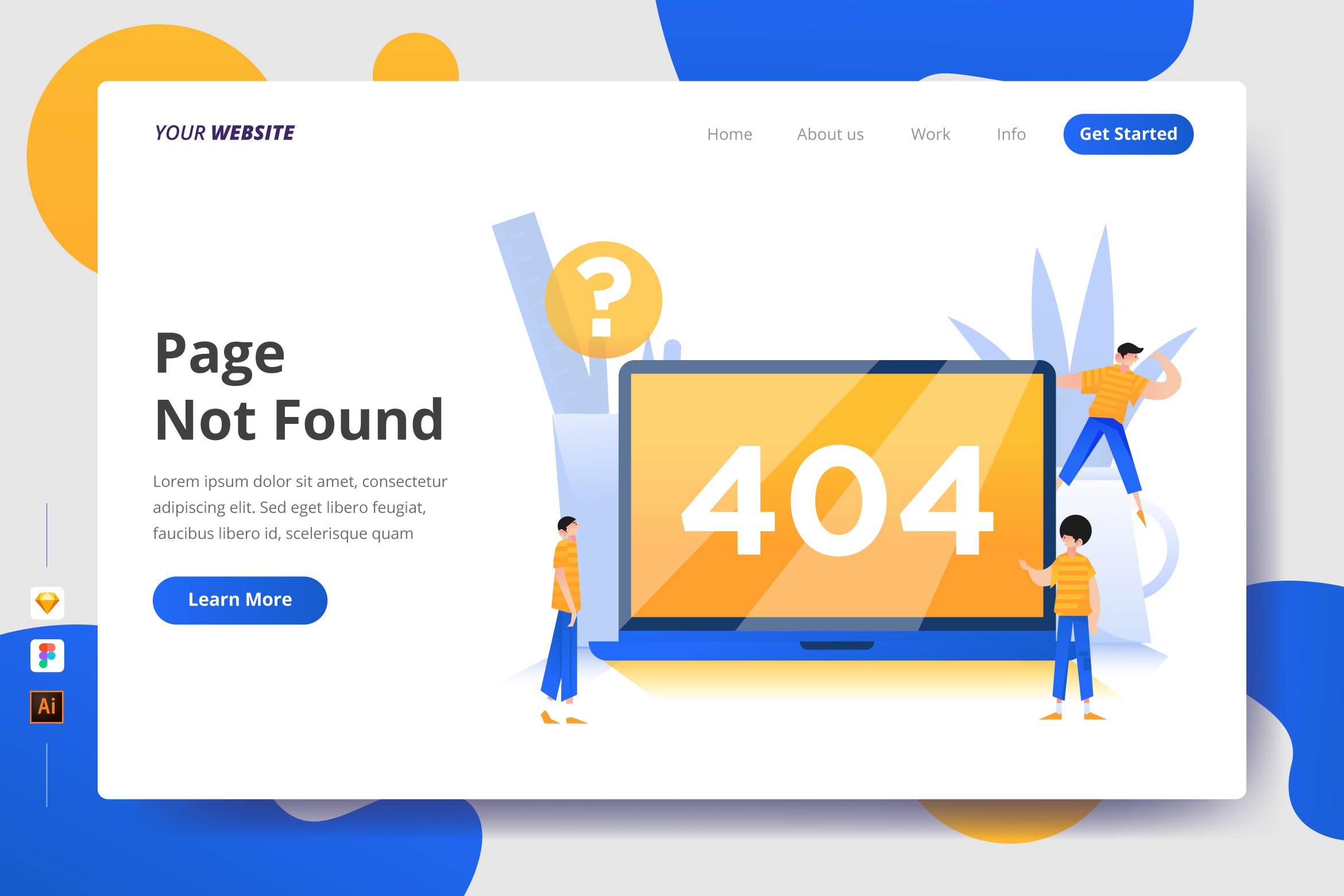 网站插画设计素材404找不到页面主题 Page Not Found – Landing Page设计素材模板