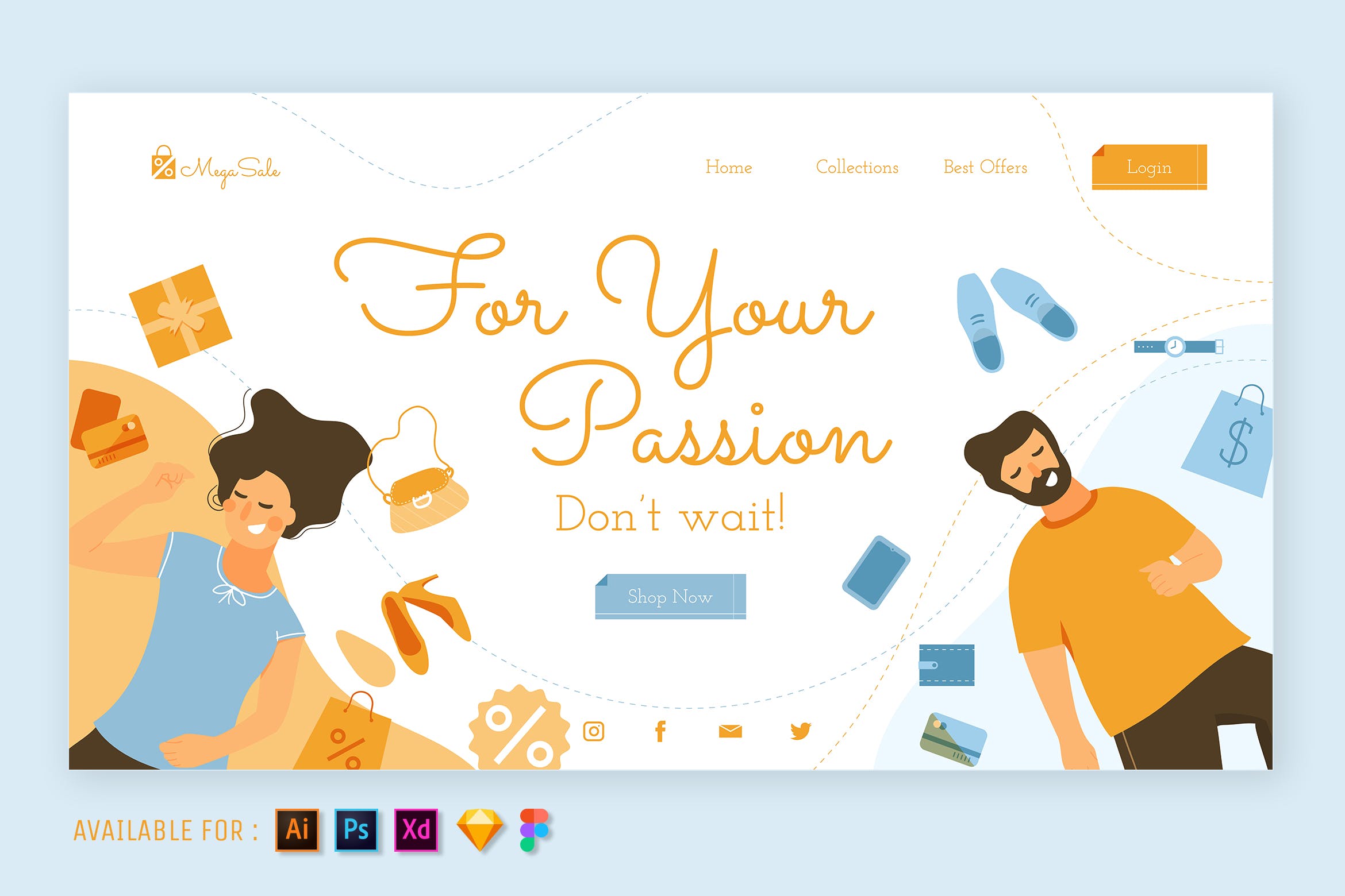 Web网站设计时装商店主题矢量插画 Fashion Store – Web Illustration设计素材模板