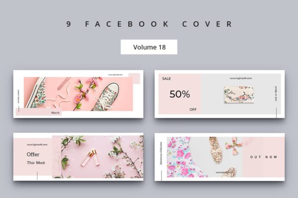 Banner设计模板箱包商店Facebook脸书网封面Vol.18 Facebook Cover Vol. 18