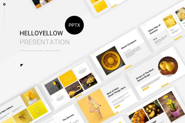 背景PPT趣味活泼柠檬暖黄色系模板 Hello Yellow Presentation