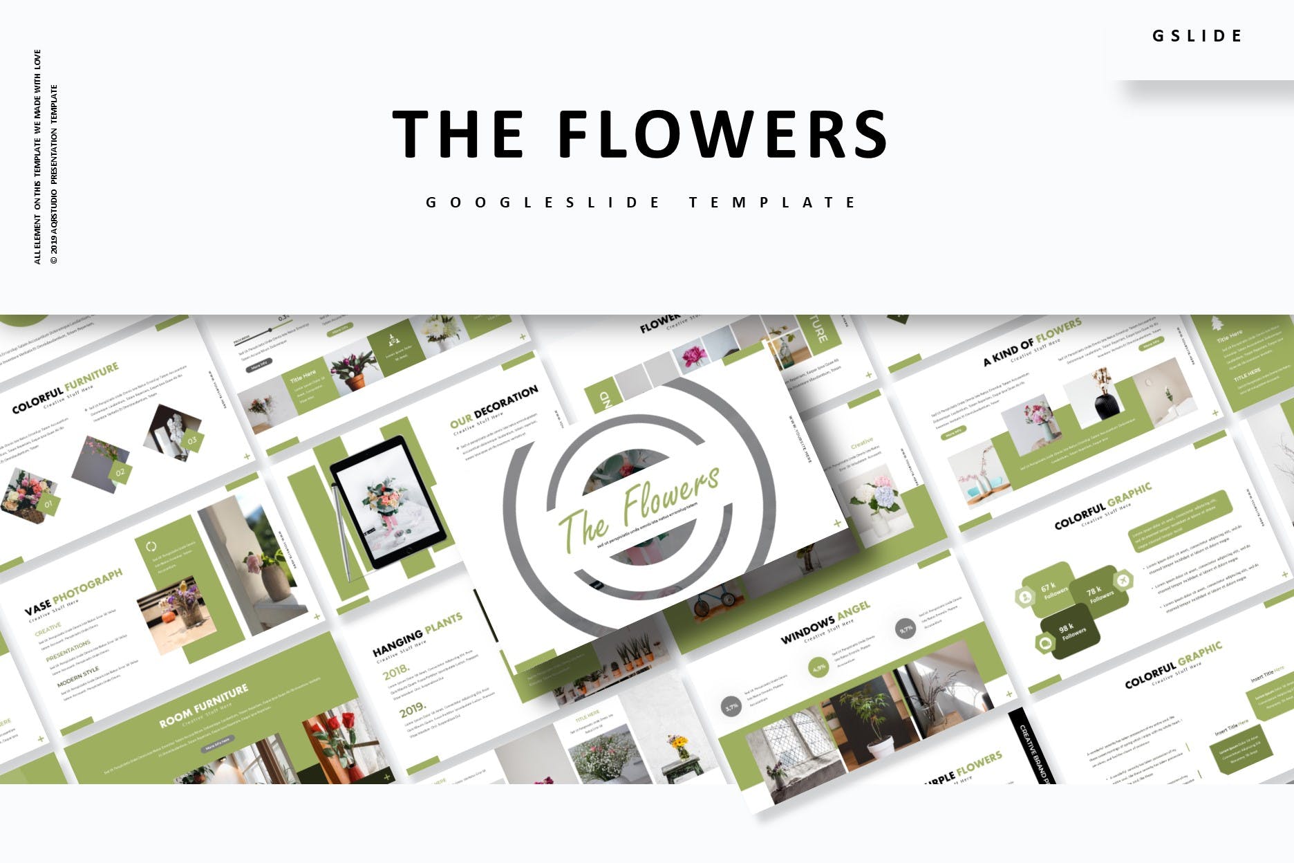 谷歌幻灯片演示花店花卉产品展示文稿模板 The Flowers – Google Slides Template设计素材模板