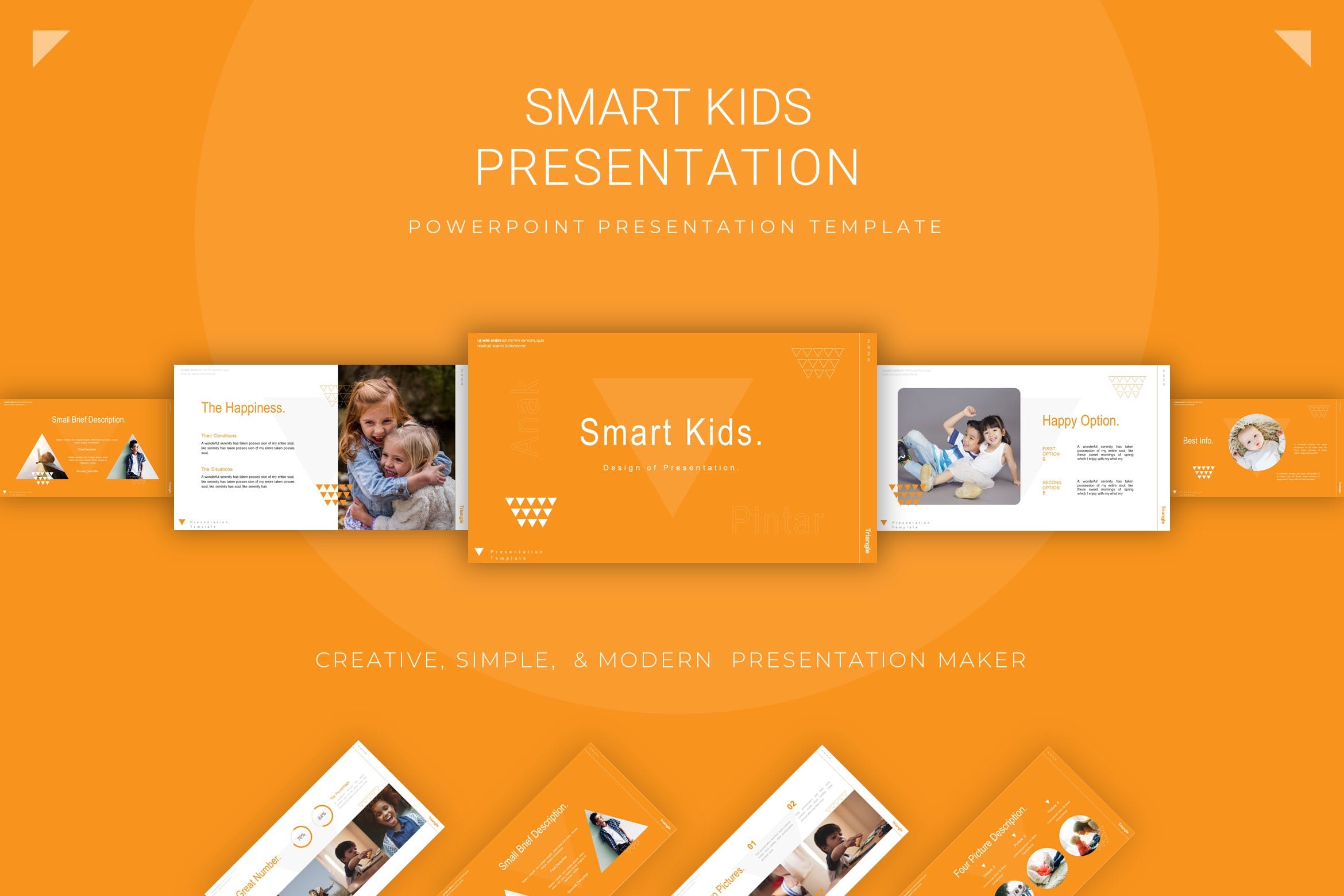 儿童背景PPT模板温馨活泼可爱 Smart Kids Presentation设计素材模板