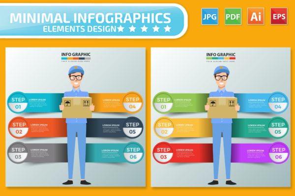 信息图表物流送货主题矢量设计素材 Delivery Infographics design