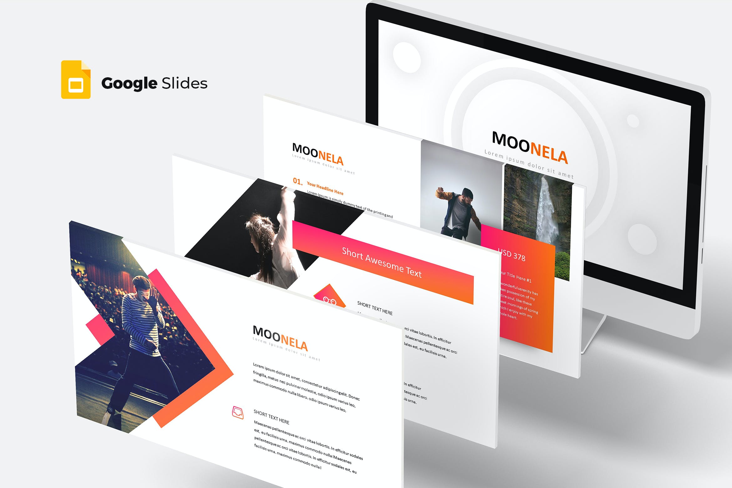 谷歌幻灯片素材时尚现代风格 Moonela – Google Slides Template设计素材模板