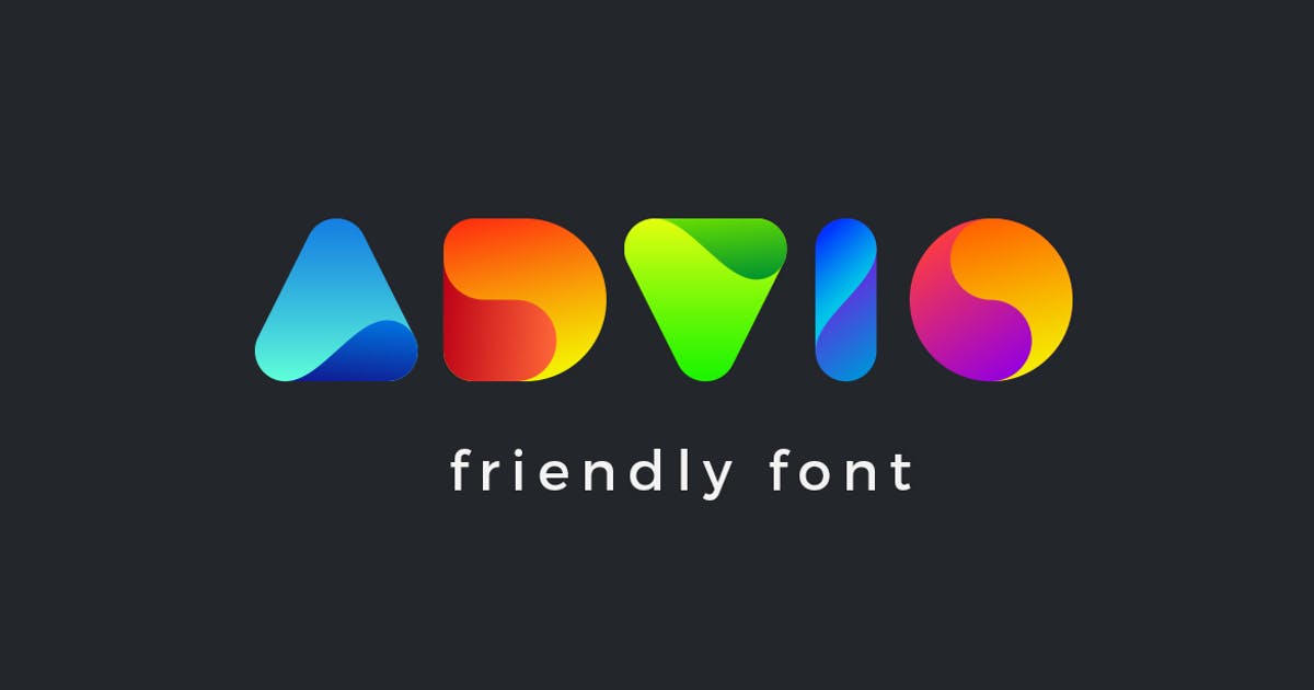 装饰字体素材彩色创意英文 Advio friendly font设计素材模板