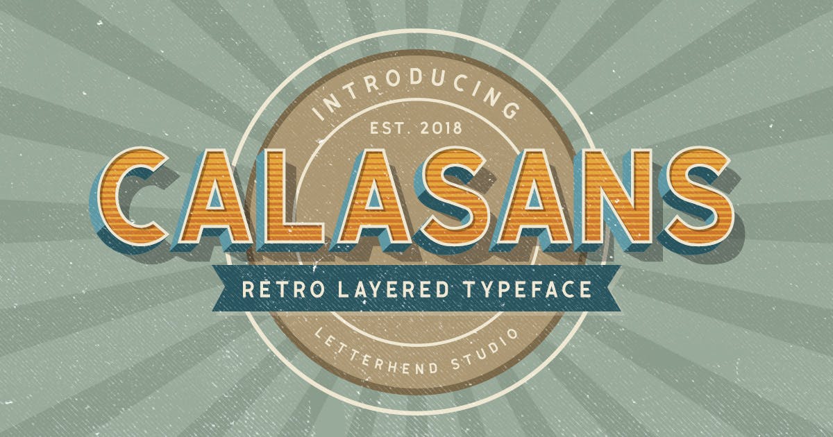 分层复古3D特效海报设计无衬线字体 Calasans – 7 layered fonts设计素材模板