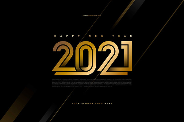 金色线条字2021抽象海报Banner设计素材设计素材模板
