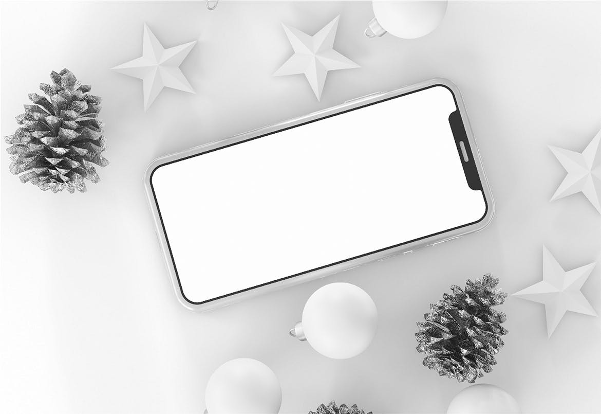 iPhone手机样机模板圣诞装饰场景 Christmas Mockup设计素材模板