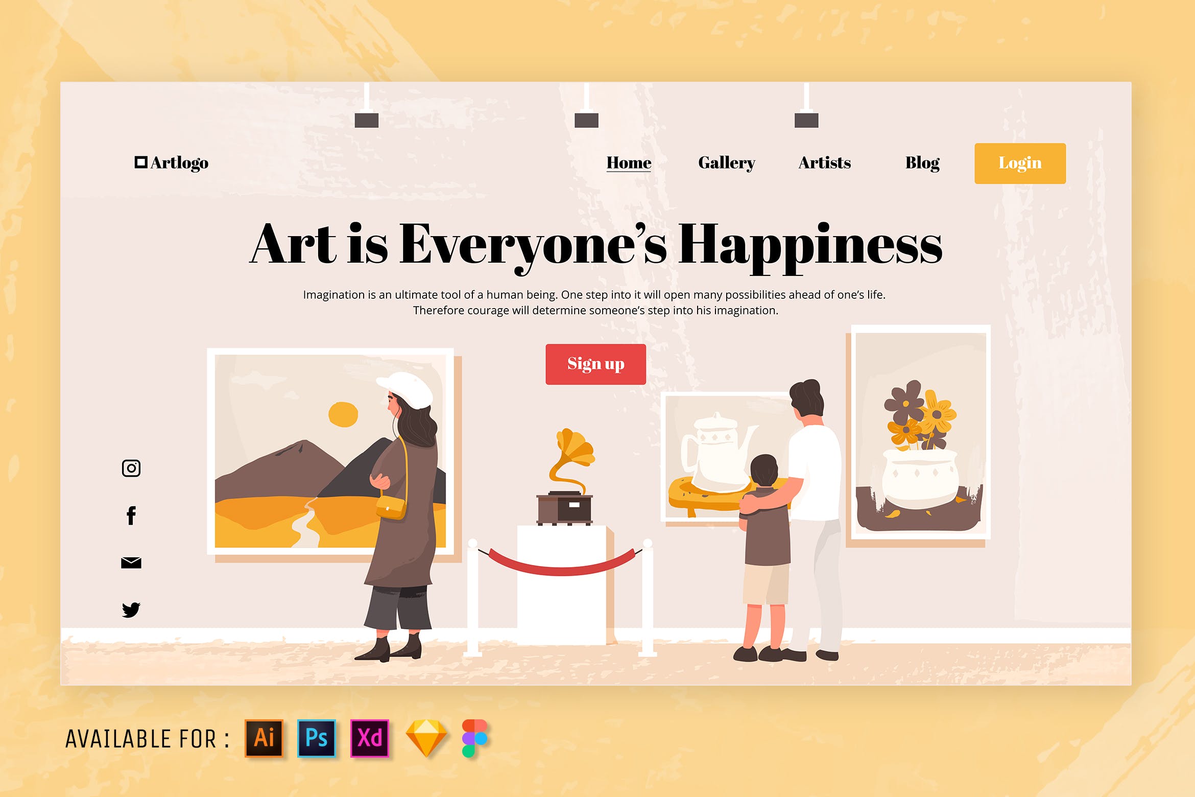 Web网站设计美术馆主题矢量插画 Art Gallery – Web Illustration设计素材模板