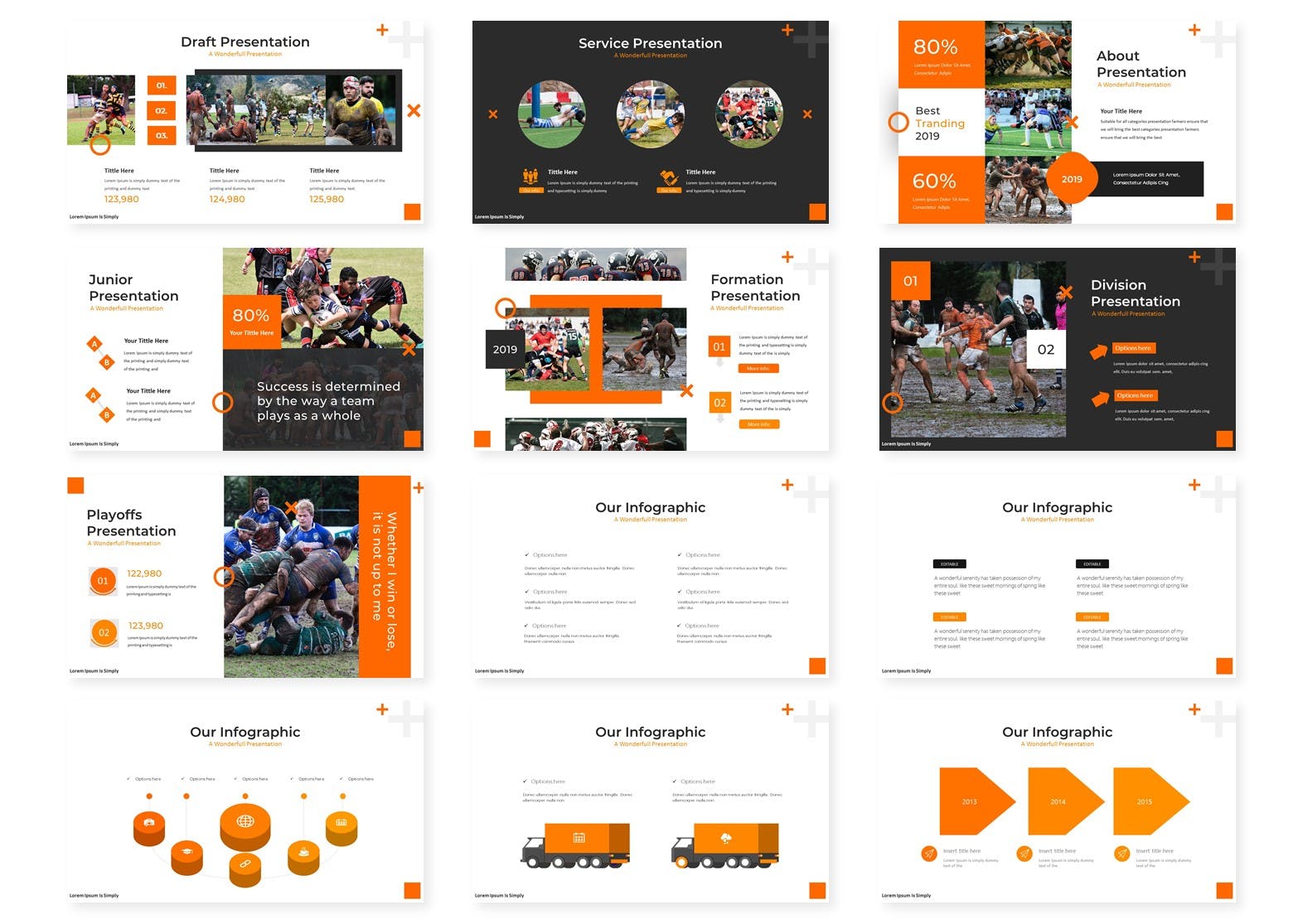 谷歌幻灯片素材美式橄榄球主题 Moona – Google Slides Template设计素材模板