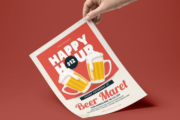 海报设计模板啤酒狂欢节传单 Happy Hour Flyer设计素材模板